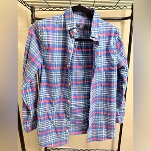 Vineyard Vines Boys Blue and Red Plaid Button Down Shirt